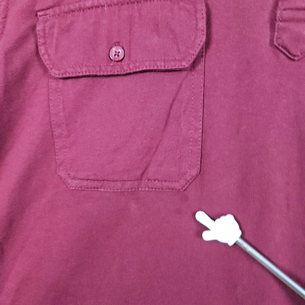 Levi's‎ Men's Burgundy Long Sleeve Pocket Polo Shirt Size XL 100% Cotton SPOTS